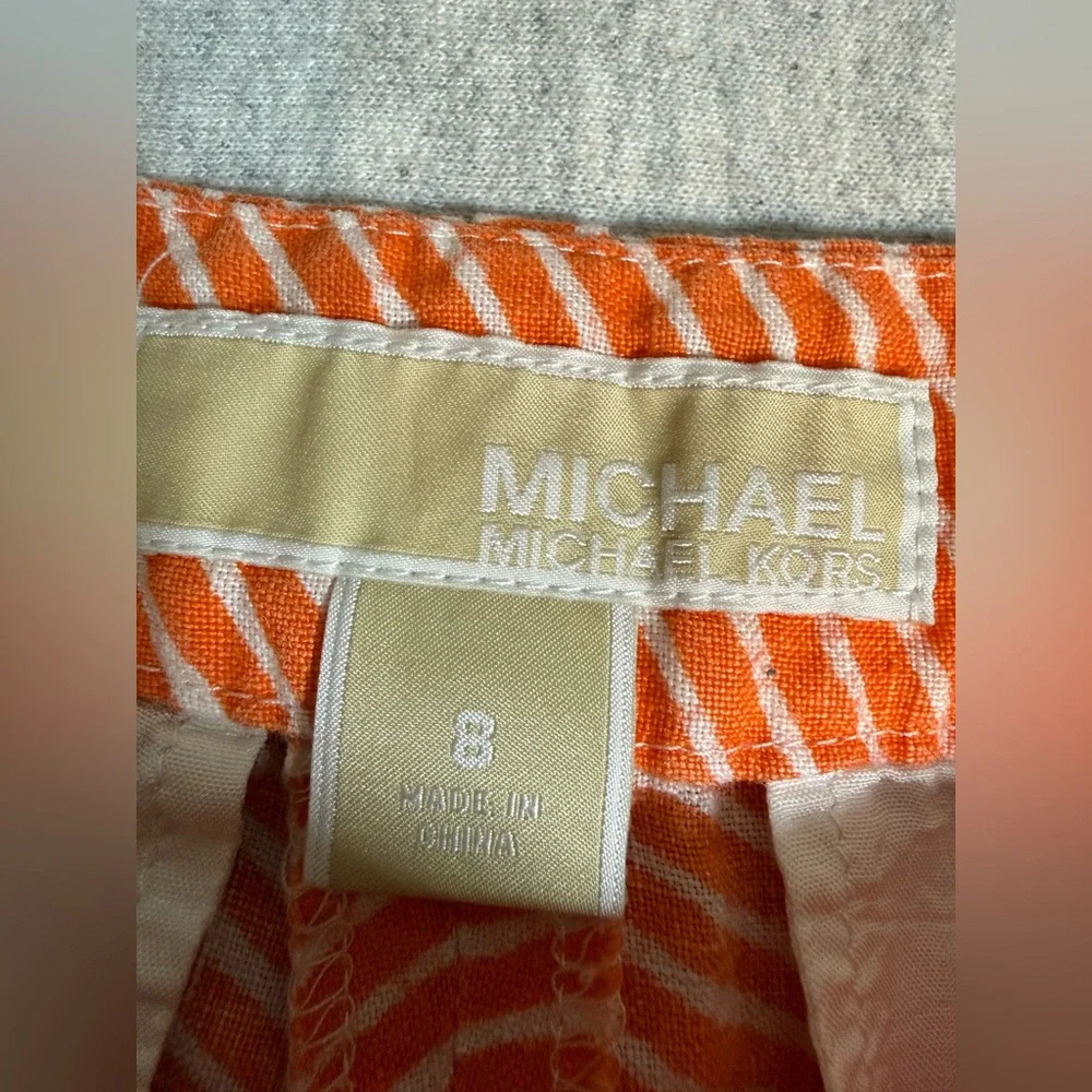 MICHAEL Michael Kors‎ Linen Stripe Shorts – Orange & White 🧡🤍